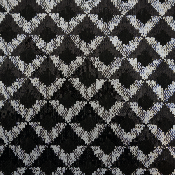 Klauber Black & White Chevron Sequin Lace 639520 Klauber Black & White Chevron Sequin Lace 639520