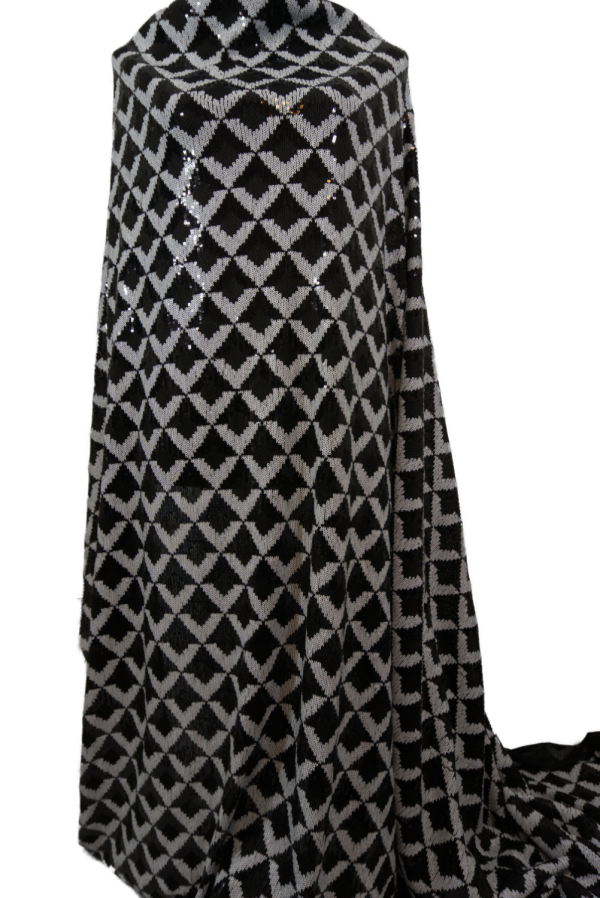 Klauber Black & White Chevron Sequin Lace dress 639520 Klauber Black & White Chevron Sequin Lace dress 639520