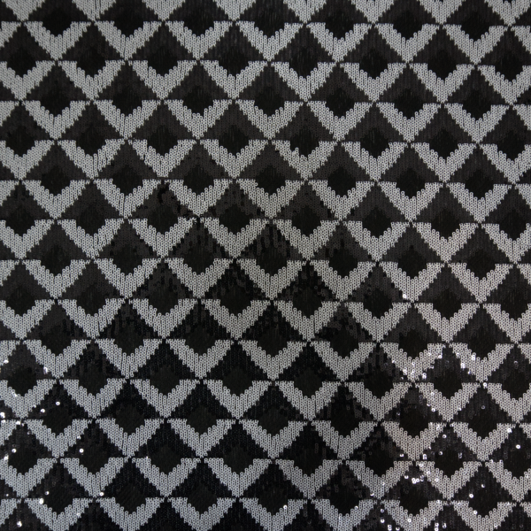 Klauber Black & White Chevron Sequin Lace