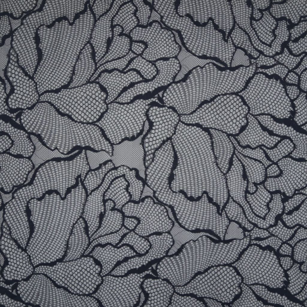 Klauber Black Oversized Floral Double-Scalloped Lace Fabric – 4169 YX