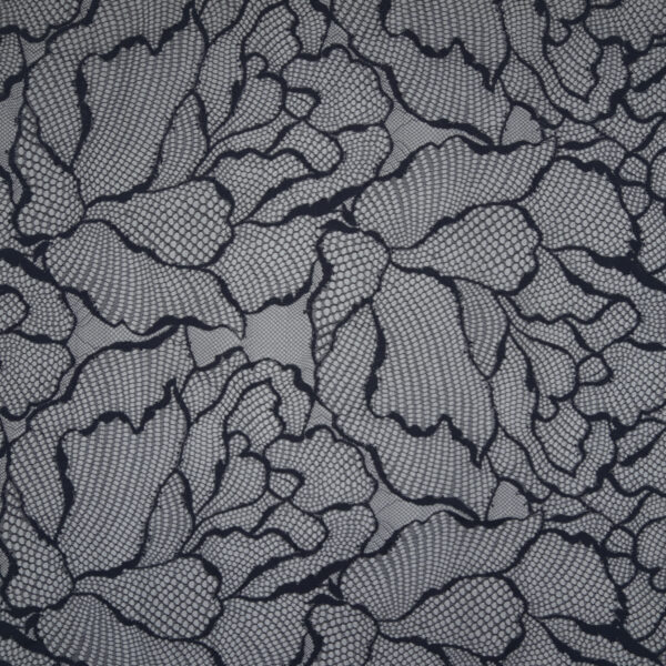 Klauber Black Oversized Floral Double-Scalloped Lace Fabric – 4169 YX