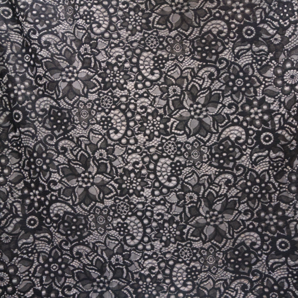Klauber Black Chantilly-Style Floral Lace Fabric – 56” Wide – 8043 RX
