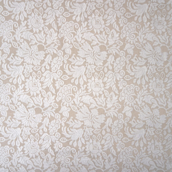 Klauber Ivory Baroque Floral Stretch Lace Fabric – Pattern 83594