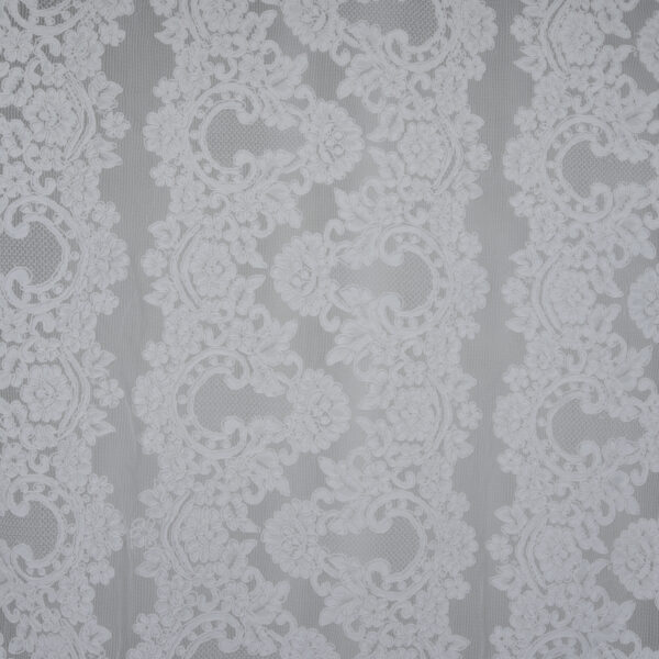 Klauber Ivory Raised Floral Paisley Lace Fabric – L1192-C RE
